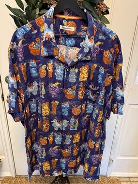Tommy Bahama Tiki Bar Camp Shirt Funky Hawaiian Button Down Shirt 3XLT